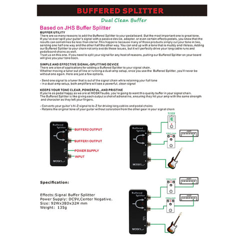 Buffered Splitter Guitar Effect Pedal With Dual Clean Buffer Outputs Keeps Your Tone Rock Solid On Long Cables product diagram
