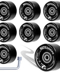 8 Pack 65 X 36 mm Quad Roller Skate Wheels 78A With ABEC 9 Bearings Installed For Double Row Skating Indoor Outdoor Use Black