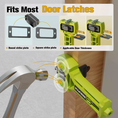 All-in-One Door Latch Kit With Built-In Scoring And Chisel For Quick, No-Hassle Door Prep demonstration on wooden door