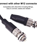 M12 4 Pin Male Aviation Panel Mount Connector IP67 Waterproof sockets with wiring, showcasing connection stability and ease with other M12 connectors.