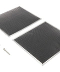 W10905734 Range Hood Charcoal Filter Kit Replacement with two filters and clips for kitchen vent fans.