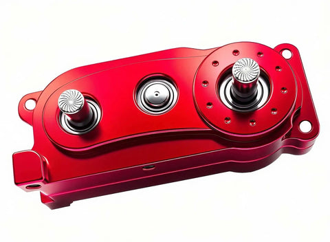 Red Beefed-Up Prefixal Gearbox Front Motor Transfer Case Upgrade With Steel Drive Shaft For 1/10 RC Crawler Axial SCX10