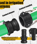 Used in irrigation systems, Six Piece Cam Lock Fittings Kit For Fast Grab-And-Go Connections On Hoses And Pipes, 1.5 Inch