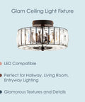 Glam Ceiling Light Fixture Semi Flush Mount In Oil Rubbed Bronze With Crystal Accents For Living Room Hallway And Entryway