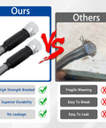 Comparison of 6AN 52 Inch Transmission Cooler Hose Line Kit with Dope Stainless Steel Braided PTFE Lines, highlighting durability