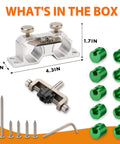 Pro Grade Double Cutting Dowel Maker Jig Kit with carbide inserts, screws, and dowel plate, viewed with measurements