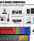 Pro 6 Channel Audio Mixer Console With USB Bluetooth MP3 Input 48V Phantom Power diagram showing various connectivity options.