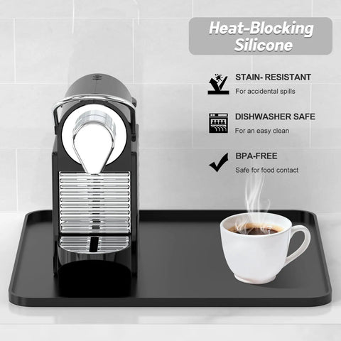 Silicone Coffee Mat 16 By 16 Inch Waterproof Heat Resistant Bar Mat For Espresso Machines Station Accessories No Slip