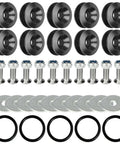 Universal Aluminum Quick Release Bumper Fastener Kit For Front And Rear Bumpers Trunk Fender Hatch Lids Black Easy Install Durable CNC Machined Clips Included.