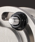 Close-up of M6 X 1.0Mm Serrated Flange Hex Lock Nuts 100 Piece Pack 304 Stainless Steel full thread on metal surface.