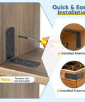 Demonstration of installing Beefy Heavy Duty 3x3x1.2 Inch L Bracket Set on wooden shelves and garden beds for support
