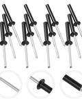 Close-up of 50 Pack Black Aluminum Pop Rivets M4x25 Flange Blind Rivets Kit For Metal Fastening And Hardware Applications