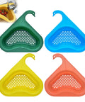 Four Pack Kitchen Sink Drain Basket Set, Triangular Drain Rack Filter That Hangs On Faucet, Fits All Sinks, colorful multipurpose strainers
