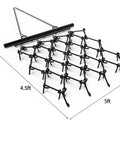 Chain Drag Harrow For ATV And UTV, 5 Foot Wide By 4.5 Foot Long With Half Inch Tines, displayed with dimensions on white