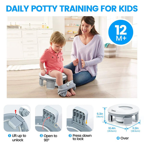 Portable Three In One Toddler Potty Training Chair To Go And Travel Emergency Toilet Seat For Little Ones Easy Setup Stand Alone Nursery Commode Super Stable On The Go Road Trip Essential