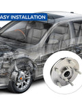 Pair Of Rear Wheel Hub And Bearing Assemblies Direct Fit For 2012-2016 Chrysler Town And Country, 2012-2020 Dodge Grand Caravan, 2012-2015 Ram C V, And 2012-2013 VW Routan With ABS shown with installation on a car
