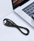 Super Sweet 6 Foot AC Power Cord Cable For Pioneer Dj Plx-500 Turntable, black power cord plugged next to laptop.