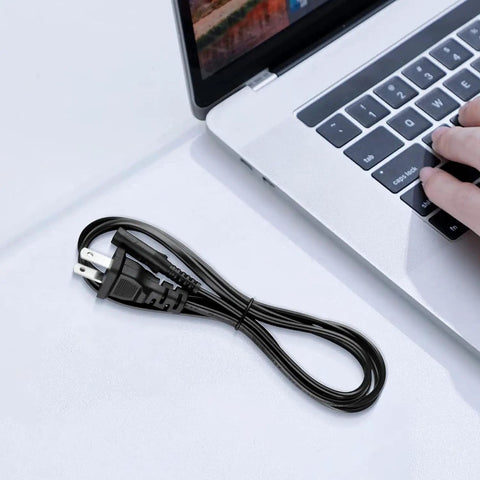 Super Sweet 6 Foot AC Power Cord Cable For Pioneer Dj Plx-500 Turntable, black power cord plugged next to laptop.
