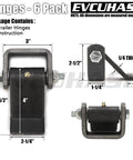 Rock Solid Heavy Duty Weld On Trailer Hinges 6 pack, cast iron, 240 degree swing, 1/4 inch thick, suitable for trucks and trailers.
