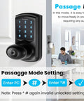 Keypad Door Knob With Passage Mode Keyless Entry Smart Door Lock With Big Backlit Panel in modern office setting.
