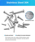 Bulk Stainless Steel Wood Screws Set, 550 Piece Assortment with Phillips Pan Head Self Tapping Screws shown on white background.