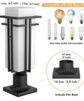 Heavy Duty Aluminum Outdoor Post Light With Frosted Glass Shade, Built To Last, Weatherproof And Rust Resistant Lamp Post For Porch And Garden, 3 Inch Pier Mount Base, 19.3 Inch Tall One Piece Outdoor Lighting Fixture with E26 base compatibility
