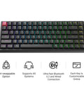 Top Shelf 75 Percent Wireless Mechanical Keyboard Featuring Backlit Double Shot PBT Keycaps And Bluetooth 5 2 Compatibility For Smooth Super Red Linear Switch Typing That Goes Hard with RGB backlighting and ten keyless layout.
