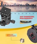 Do-It-All Travel Tripod Kit With One Quarter Inch Screw Adapter For Recording And Vlogging with 360 degree panoramic head