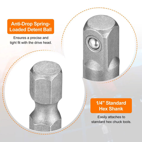 Deep 6-Point Impact Socket Set With 1/4-Inch Drive For Hard Metal Jobs Including The Perfect 4.5mm Metric Size Measuring Two Inches Long Made From Tough CR-V Steel To Crush Any Tough Job You Got, 1/4 hex shank