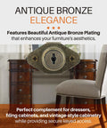 Heavy Duty Desk Drawer Lock With Key Keeps Filing Cabinets Locked Up Tight Using Top Shelf Zinc Alloy Antique Bronze Hardware close-up