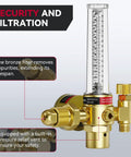 Pro Grade MIG And TIG Gas Regulator With Flow Meter For Argon CO2 Helium Welding 0-4000 PSI with bronze filter and relief valve