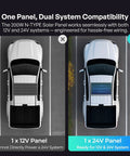 200W RV Solar Panel For Camping And Van Life 24V Monocrystalline N Type 16BB Cells High Efficiency IP67 Waterproof on truck