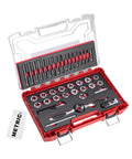 Open case of Professional 39 Piece Metric Tap And Die Set With Double Layer Storage Case For Internal And External Threads Including M3 To M12 And One Eighth Npt Pipe Tap Coverage A Complete Threading Tool Kit For Mechanics