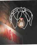 DIY Flower Wire Light Cage Frame For Pendant Lamps Built From Heavy Duty Iron, vintage style shade with glowing bulb.