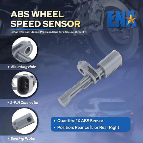Heavy Duty Rear Abs Wheel Speed Sensor With Crisp Handling And Dead Simple Swap For Audi A3 Vw Gti Golf Oem Grade Replacement Wht003864A Four Cylinder Engines 2015 To 2025 Single Piece showing connector and mounting hole details.