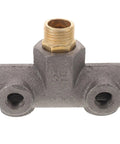 Heavy Duty Cast Iron Four Way Air Compressor Cross Adapter With 1/2 And 1/4 Inch Male Threads, Multi Directional Pneumatic Connections