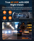 4K Front And 1080P Rear Dash Cam With 5GHz WiFi 6, 4G LTE Remote Access, GPS Tracking, HDR Night Vision showing nighttime clarity