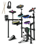 Polaris Drums Electric Drum Set With USB MIDI And Bluetooth Audio, Quiet Mesh Pads, headphones, drumsticks, kick pedal, LED pads