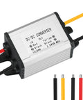 Premium DC-DC Buck Converter Step-Down Voltage Regulator with red, yellow, black wires outputs 7.5V at 3 amps from 12V or 24V source.