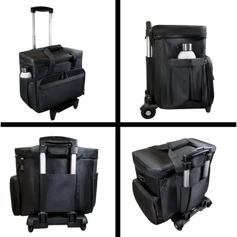 Rolling Teacher Tote Bag With Wheels And Laptop Compartment For School Office And Travel Detachable Trolley with pockets and water bottle holder.