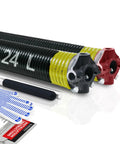 Pair Of 2 Inch Garage Door Torsion Springs Set With Non Slip Winding Bars And Gloves For DIY Friendly Replacement And Quick Installation Black Coated Without Oil 0.207 Inch Wire 2 Inch Inside Diameter 24 Inch Length Min 16000 Cycles