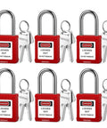 Lockout Tagout Locks 6 Pack OSHA Red LOTO Locks Keyed Different, 2 Keys Per Lock For Industrial Machinery And Electrical Panels