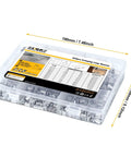 325 Piece Aluminum Wire Rope Ferrule Kit With Crimping Loop Sleeves In Eight Sizes from 0.0469 Inch Up To 0.25 Inch in labeled case