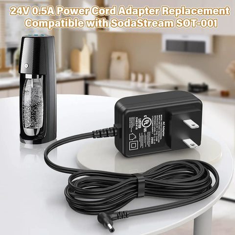 Beefy 24V DC Power Adapter Replacement Cord For Sparkling Water Makers with SodaStream machine in kitchen