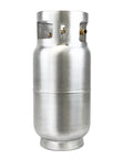 Aluminum forklift propane tank front view with valve, 33.5 lb