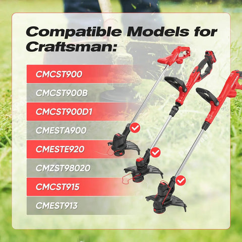 Image showing compatibility list for Eight Pack Weedeater String Replacement 30 Feet 0.065 Inch Trimmer Line For Craftsman.