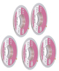 Five Piece Must Have Premium Tin Solder Wick Kit With High Efficiency Flat Braided Design for PCB repair, pink and white reels.