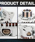 Plug And Play Alternator Replacement For Nissan Murano 2015 2016 2017, Pathfinder 2013 2014 2015 2016 2017, QX60 2014 2015 2016, JX35 2013 V6 3.5L, OEM Grade Auto Alternator Replaces 11538N 23100-3JA1A 23100-3JA1ARE A3TJ3991 A3TJ3991ZC, showing close-up of alternator details