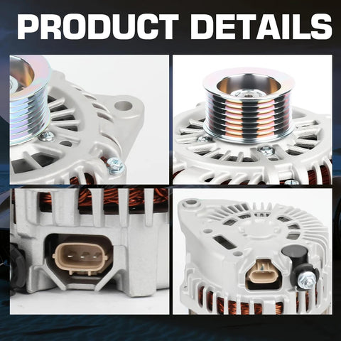 Plug And Play Alternator Replacement For Nissan Murano 2015 2016 2017, Pathfinder 2013 2014 2015 2016 2017, QX60 2014 2015 2016, JX35 2013 V6 3.5L, OEM Grade Auto Alternator Replaces 11538N 23100-3JA1A 23100-3JA1ARE A3TJ3991 A3TJ3991ZC, showing close-up of alternator details
