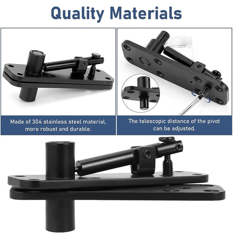 570 Lb Hidden Door Pivot Hinge Kit For Heavy Doors Beefy Stainless Steel Hardware Set showing hinges and quality materials